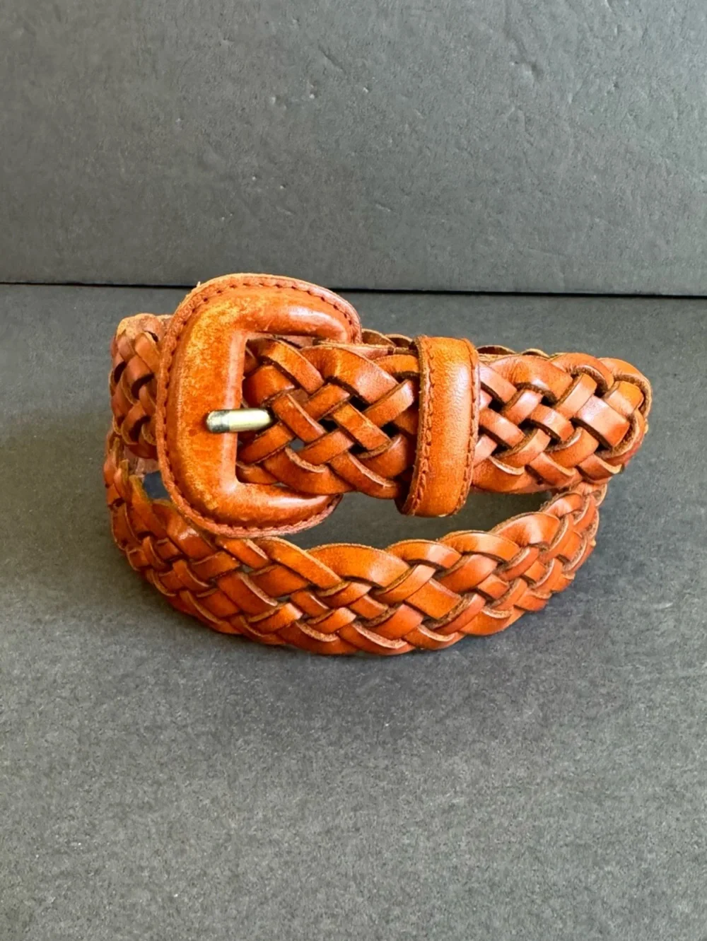 Vintage Brown Woven Leather Belt Talbots Braided‎ Womens Medium Boho Festival